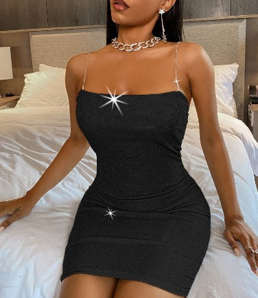 2023 Gold Foil Bodycon Slip Dress for Women