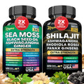 Zoyava Dynamic Vitality Bundle - Sea Moss 7000mg Black Seed Oil 4000mg Ashwagandha 2000mg Ginger & Shilajit 9000mg Rhodiola Rosea 1000mg Panax Ginseng 1500mg All in 1 Supplements (2 Pack)